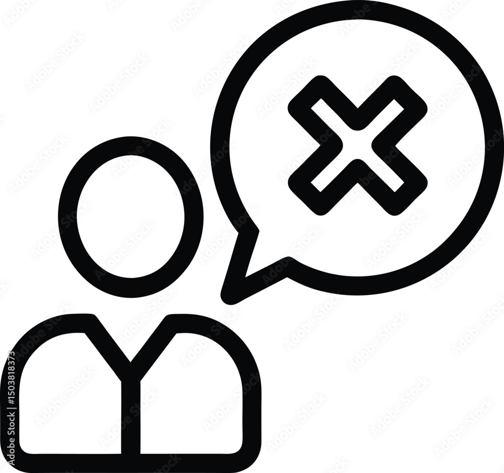 Obraz premium Wrong Answer Icon Outline Vector Illustration