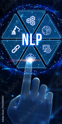 NLP Natural language processing AI Artificial intelligence. 3d illustration photo