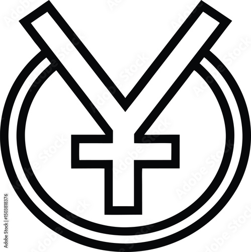 Yen Icon Outline Vector Illustration