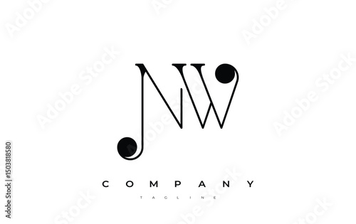 NW Typography Logo Design. Stylish monogram design depiction featuring the letters N and W combined in an artistic signature style, delivering a unique and creative visual representation.