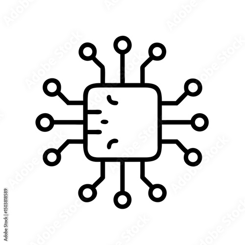 Neuromorphic Computing Chip Icon Design and Technology Illustration