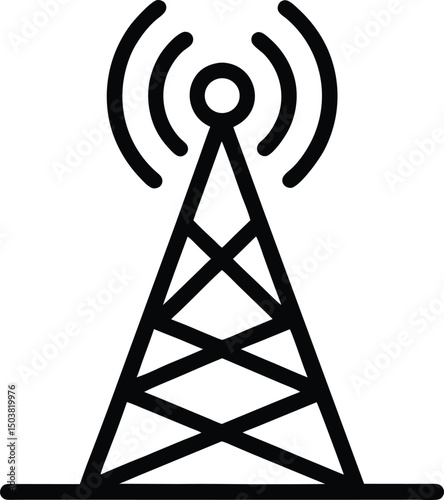 Broadcast Tower Icon Outline Vector Illustration