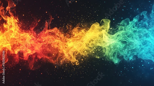 Dreamy Faded Flames Abstract Background With Colorful Sparks