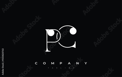 PC Typography Logo Design. Stylish monogram design depiction featuring the letters P and C combined in an artistic signature style, delivering a unique and creative visual representation.