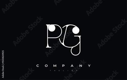 PG Typography Logo Design. Stylish monogram design depiction featuring the letters P and G combined in an artistic signature style, delivering a unique and creative visual representation.