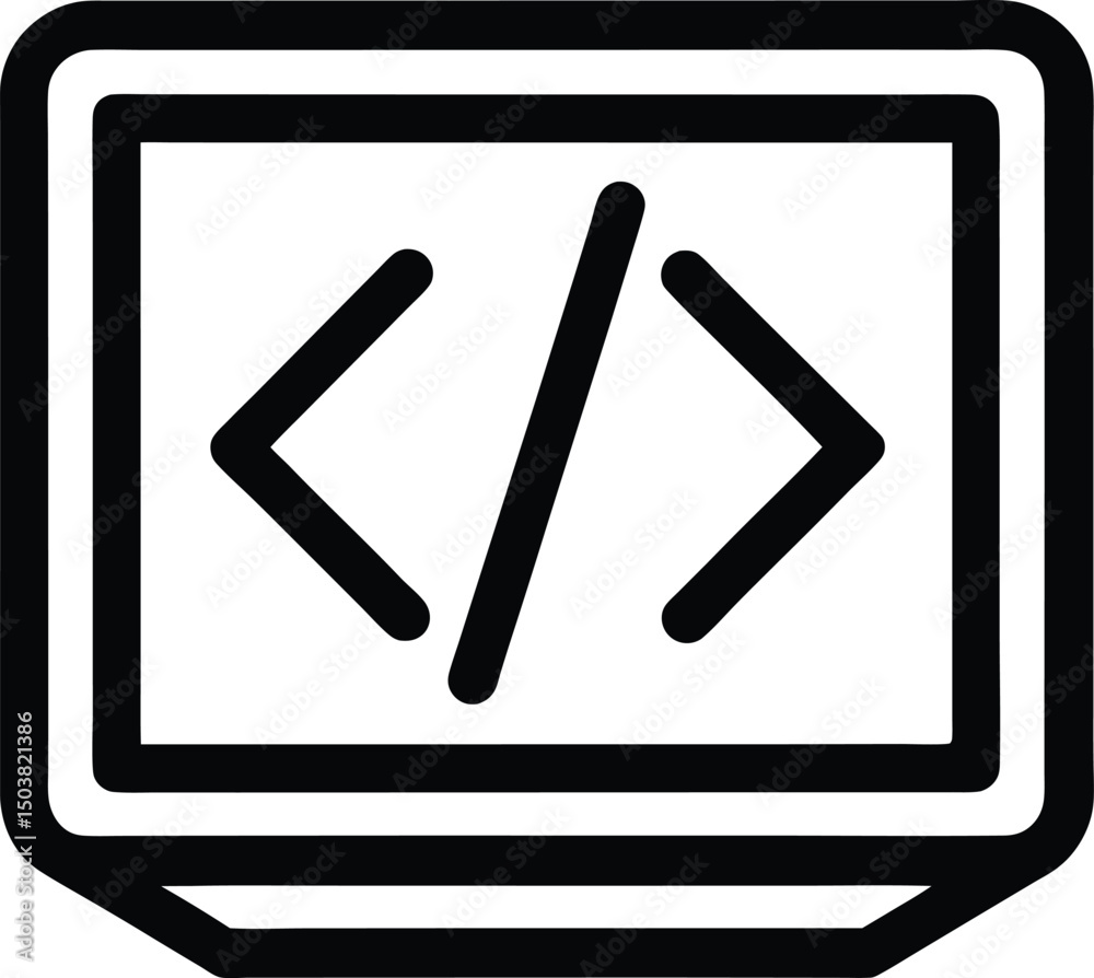 Coding Symbol Icon Outline Vector Illustration Coding Symbol Icon Outline Vector Illustration