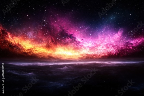 Dreamy Galaxy Background With Faded Soft Pink Purple Orange Yellow Nebulae