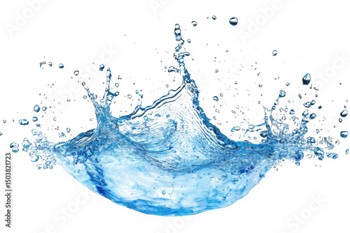 Blue water splash isolated on transparent background