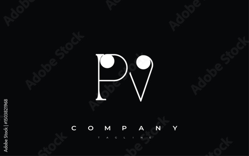 PV Typography Logo Design. Stylish monogram design depiction featuring the letters P and V combined in an artistic signature style, delivering a unique and creative visual representation.