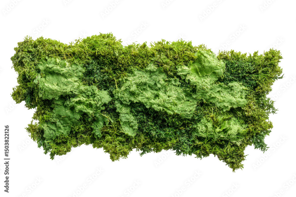 Obraz premium Green moss texture patch isolated on transparent background