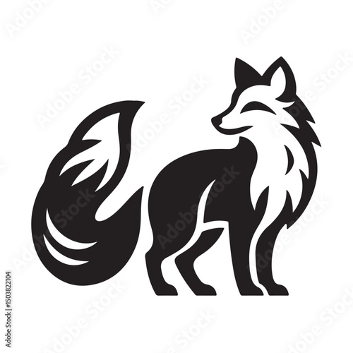 Fox silhouette black and white vector icon