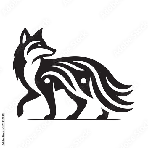 Fox silhouette black and white vector icon