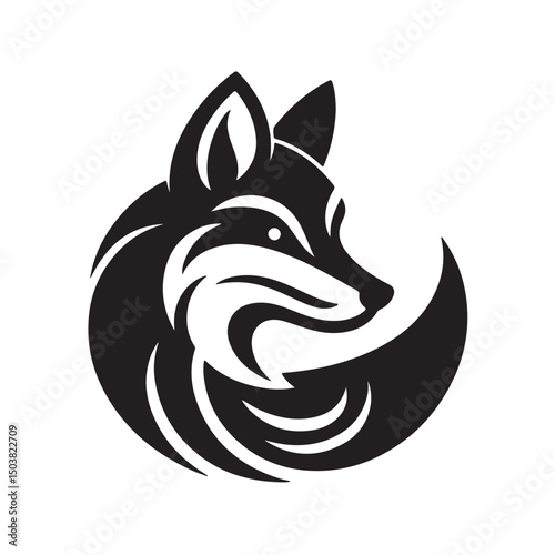 Fox silhouette black and white vector icon