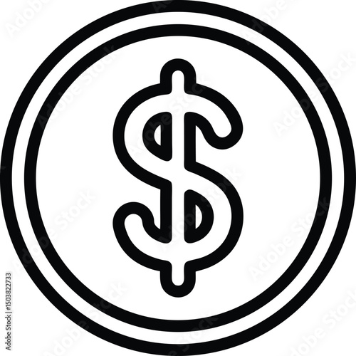 Dollar Icon Outline Vector Illustration