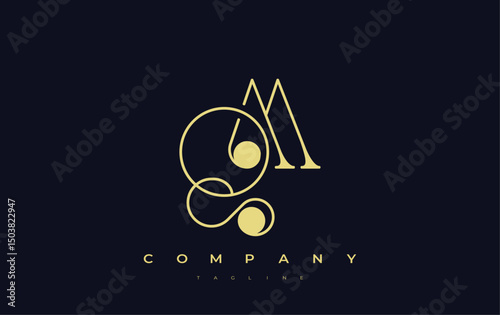 QM Typography Logo Design. Stylish monogram design depiction featuring the letters Q and M combined in an artistic signature style, delivering a unique and creative visual representation.