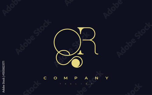 QR Typography Logo Design. Stylish monogram design depiction featuring the letters Q and R combined in an artistic signature style, delivering a unique and creative visual representation.