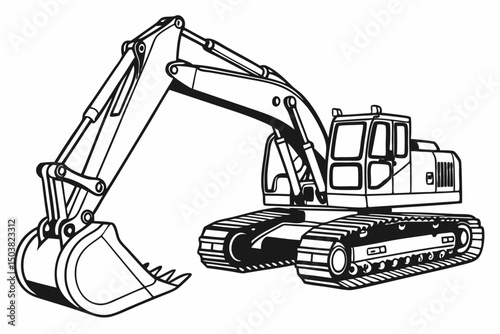 excavator on a white background