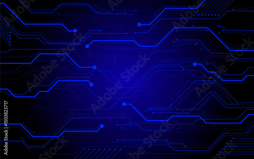 Modern blue backdrop featuring abstract circuit lines.