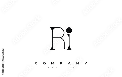 RI Typography Logo Design. Stylish monogram design depiction featuring the letters R and I combined in an artistic signature style, delivering a unique and creative visual representation.
