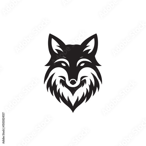 Fox silhouette black and white vector icon