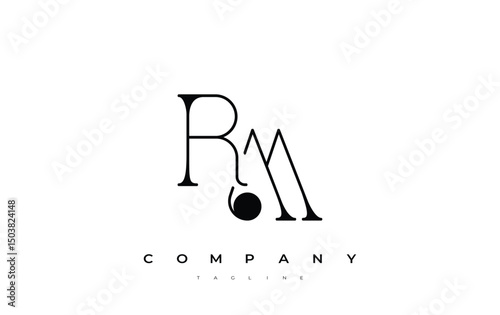 RM Typography Logo Design. Stylish monogram design depiction featuring the letters R and M combined in an artistic signature style, delivering a unique and creative visual representation.