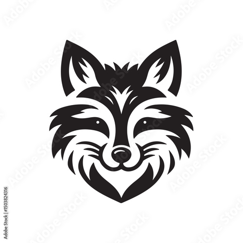 Fox silhouette black and white vector icon