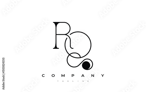 RQ Typography Logo Design. Stylish monogram design depiction featuring the letters R and Q combined in an artistic signature style, delivering a unique and creative visual representation.