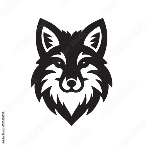 Fox silhouette black and white vector icon