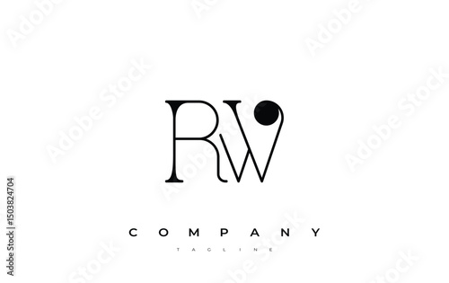 RW Typography Logo Design. Stylish monogram design depiction featuring the letters R and W combined in an artistic signature style, delivering a unique and creative visual representation.