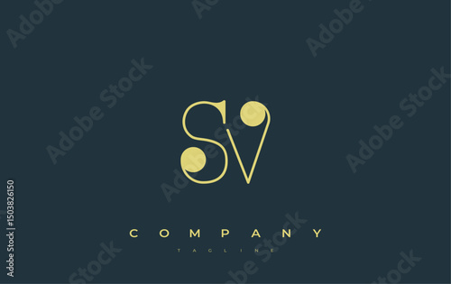 SV Typography Logo Design. Stylish monogram design depiction featuring the letters S and V combined in an artistic signature style, delivering a unique and creative visual representation.