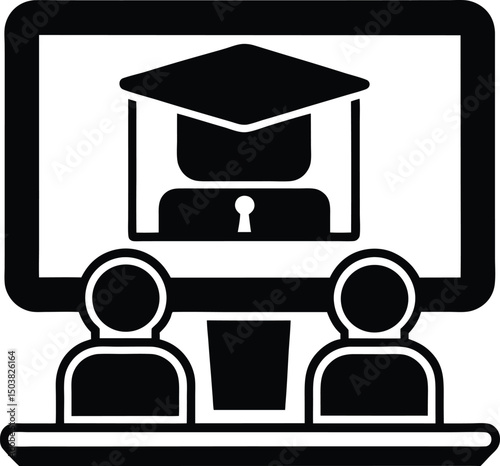 Online Class Icon Outline Vector Illustration