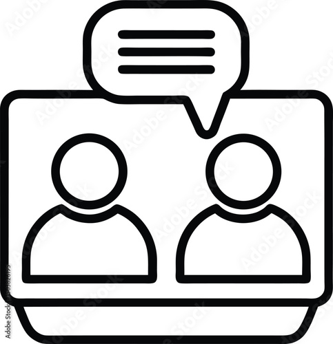 Online Discussion Icon Outline Vector Illustration