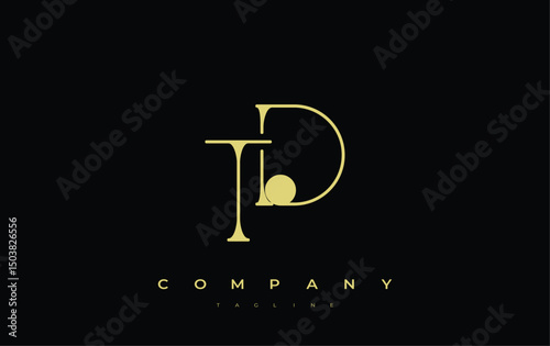 TD Typography Logo Design. Stylish monogram design depiction featuring the letters T and D combined in an artistic signature style, delivering a unique and creative visual representation.