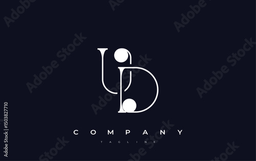 UD Typography Logo Design. Stylish monogram design depiction featuring the letters U and D combined in an artistic signature style, delivering a unique and creative visual representation.