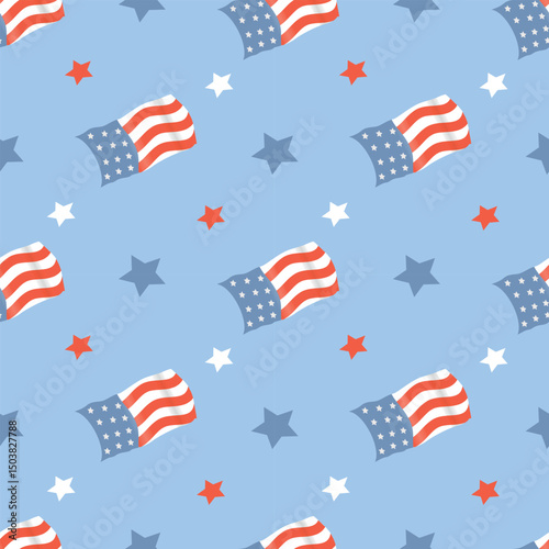 vector seamless pattern with us flags