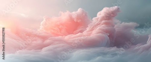 Dreamy Pink and Pastel Cloudscape with Soft Lighting
