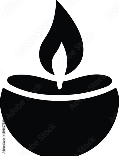 Simple black and white illustration of a lit candle symbolizing light hope and spirituality suitable for various design projects