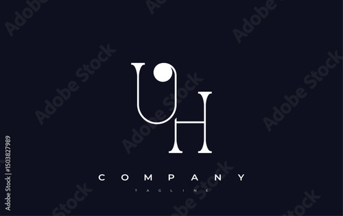 UH Typography Logo Design. Stylish monogram design depiction featuring the letters U and H combined in an artistic signature style, delivering a unique and creative visual representation.