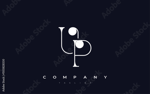 UP Typography Logo Design. Stylish monogram design depiction featuring the letters U and P combined in an artistic signature style, delivering a unique and creative visual representation.