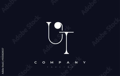 UT Typography Logo Design. Stylish monogram design depiction featuring the letters U and T combined in an artistic signature style, delivering a unique and creative visual representation.