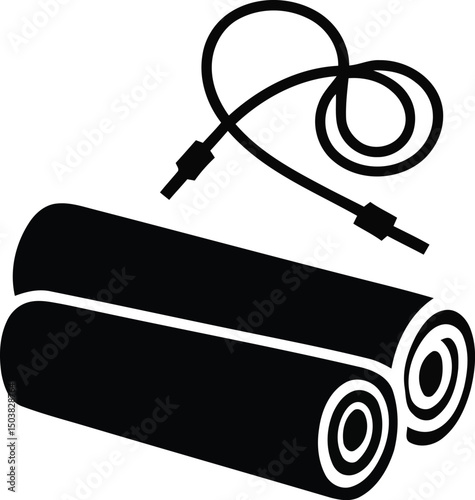 Illustration of yoga mats and jump rope equipment representing fitness and exercise for wellness