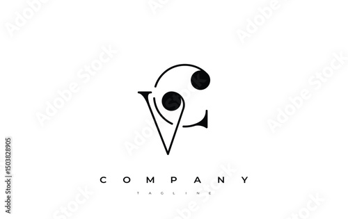 VC Typography Logo Design. Stylish monogram design depiction featuring the letters V and C combined in an artistic signature style, delivering a unique and creative visual representation.