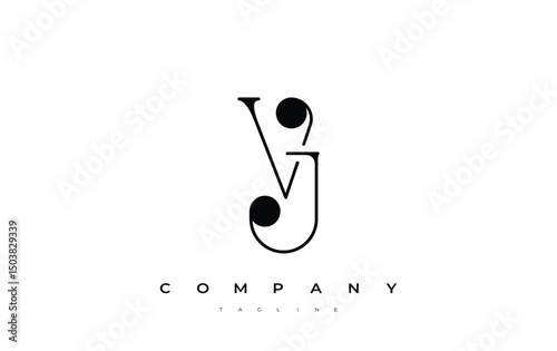 VJ Typography Logo Design. Stylish monogram design depiction featuring the letters V and J combined in an artistic signature style, delivering a unique and creative visual representation.