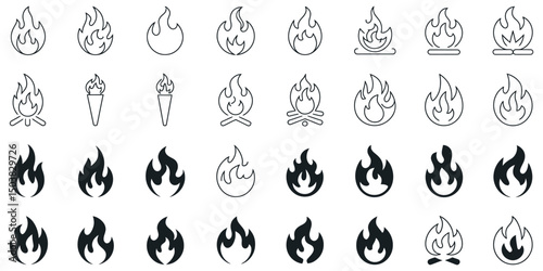 minimalist flame symbols in vector format