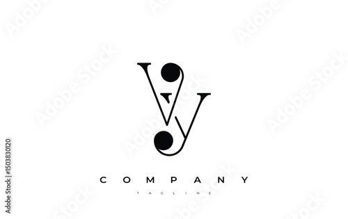 VY Typography Logo Design. Stylish monogram design depiction featuring the letters V and Y combined in an artistic signature style, delivering a unique and creative visual representation. photo