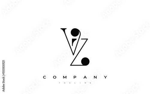 VZ Typography Logo Design. Stylish monogram design depiction featuring the letters V and Z combined in an artistic signature style, delivering a unique and creative visual representation.