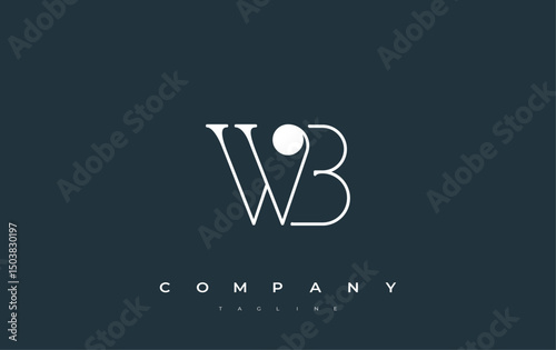 WB Typography Logo Design. Stylish monogram design depiction featuring the letters W and B combined in an artistic signature style, delivering a unique and creative visual representation.