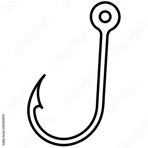 Simple line drawing of a fishing hook