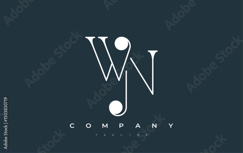 WN Typography Logo Design. Stylish monogram design depiction featuring the letters W and N combined in an artistic signature style, delivering a unique and creative visual representation.