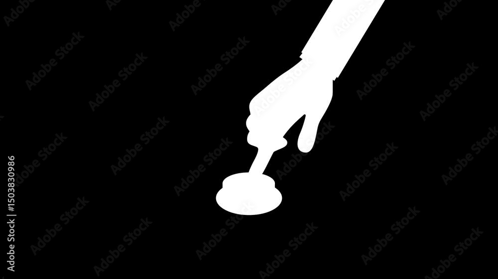 Hand pushing red button animation on a black background